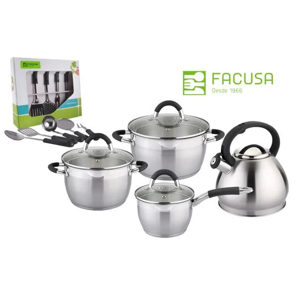 Juego de Ollas Facusa  Acero Inoxidable con Utensilios Gratis